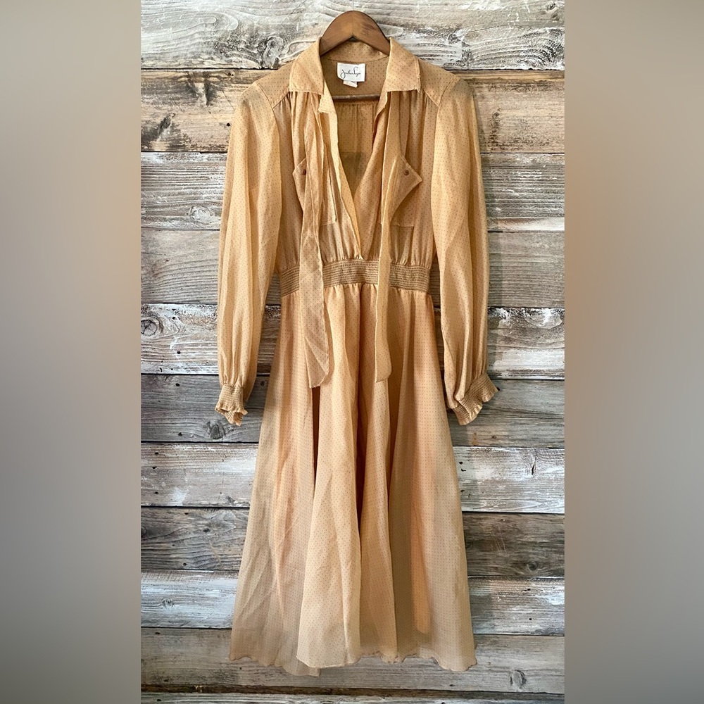 VINTAGE 1970s Jonathan Logan-Prairie Maxi Dress – Sheer Bodice, Union Made ✨